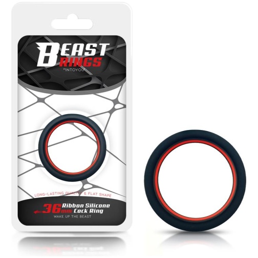 BEAST RINGS Anillo para el Pene 100% Silicona Sólida 3.6 cm Rojo y Negro