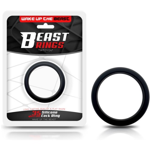 BEAST RINGS Anillo para el Pene Forma Plana Silicona Sólida 3.5 cm Negro