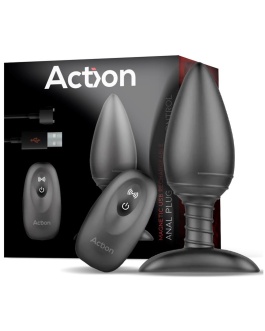 ACTION Asher Plug Anal con Control Remoto USB Magnético Negro