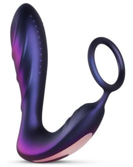 HUEMAN Black Hole Plug Anal con Anillo para el Pene/Testículos con Control Remoto USB