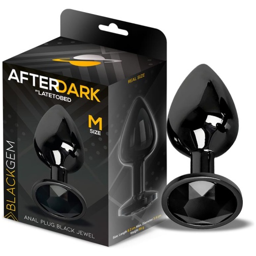 AFTERDARK Blackgem Plug Anal Metálico con Joya Color Negro Talla M