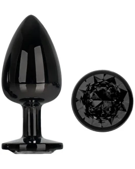 AFTERDARK Blackgem Plug Anal Metálico con Joya Negro Talla L