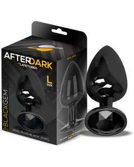 AFTERDARK Blackgem Plug Anal Metálico con Joya Negro Talla L