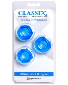 CLASSIX Kit 3 Anillos para el Pene Azul