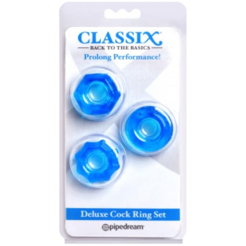 CLASSIX Kit 3 Anillos para el Pene Azul