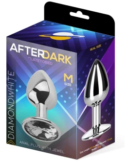 AFTERDARK Plug Anal con Jota Color Blanco Diamante Talla M Aluminio