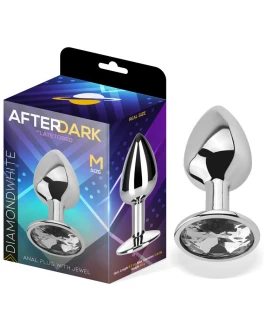 AFTERDARK Plug Anal con Jota Color Blanco Diamante Talla M Aluminio