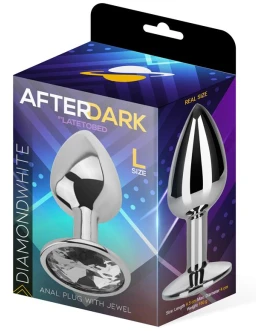 AFTERDARK Plug Anal con Joya Color Blanco Diamante Talla L Aluminio