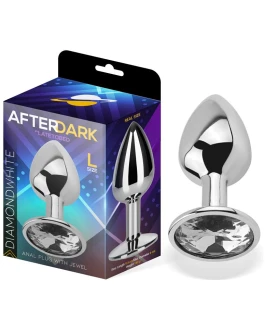 AFTERDARK Plug Anal con Joya Color Blanco Diamante Talla L Aluminio