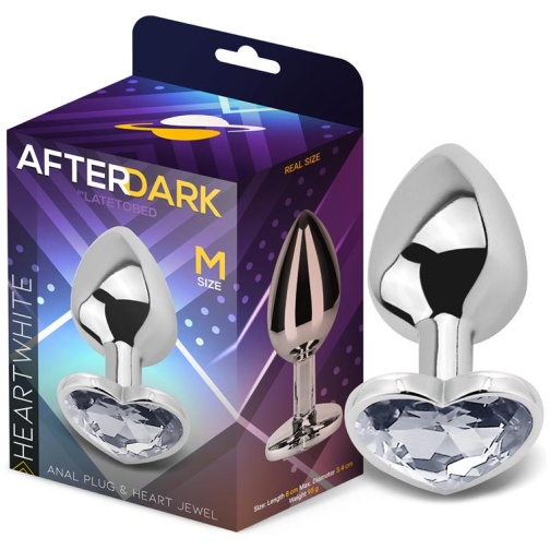 AFTERDARK Plug Anal con Joya de Corazón Blanco Talla M