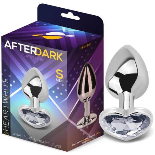 AFTERDARK Plug Anal con Joya de Corazón Blanco Talla S