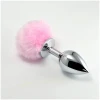 LOVETOY Plug Anal de Metal con Pompon Rosa Talla S