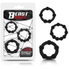 BEAST RINGS Set 3 Anillo para el Pene Beaded Flexibles Negro