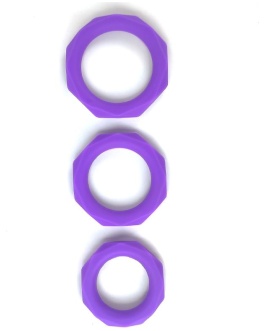 A-GUSTO Set de 3 Anillos para el Pene Silicona Púrpura
