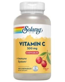 Vitamina C-500 Sabor Cereza 100Comp.Mast. Solaray