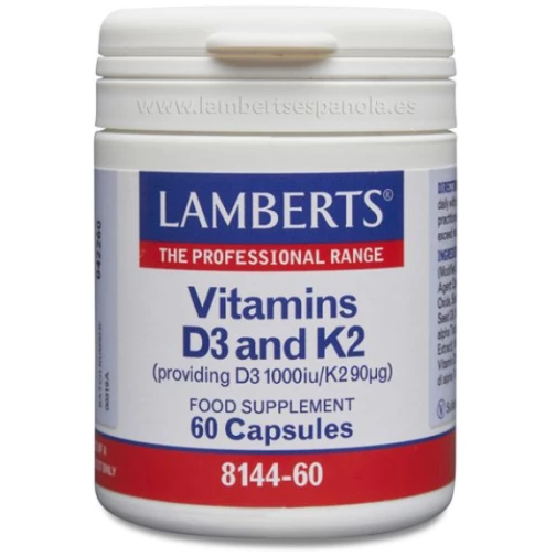 LAMBERTS-VITAMINA D3 1000 UI y K2 90 MCG 60 CAPS.