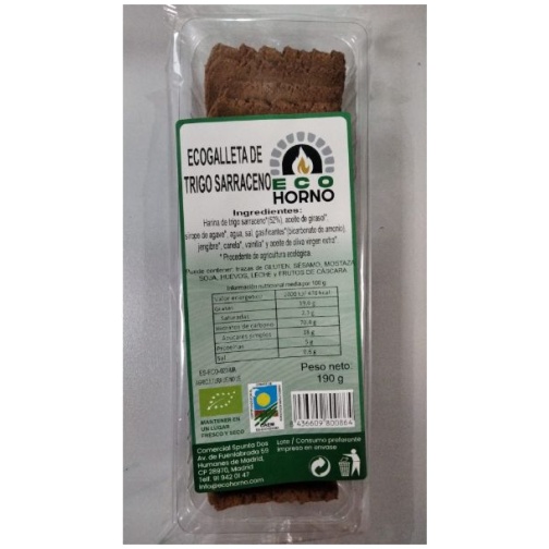 ECO HORNO-GALLETAS DE TRIGO SARRACENO CON AGAVE BIO 190GR (ECOHORNO)