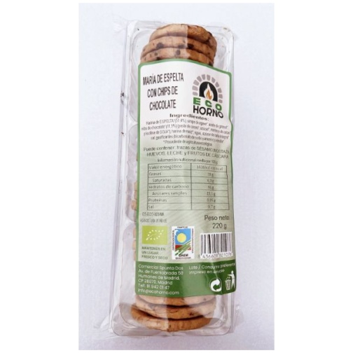 ECO HORNO-GALLETAS MARIA ESPELTA CHIPS CHOCO BIO 220G (ECOHORNO)