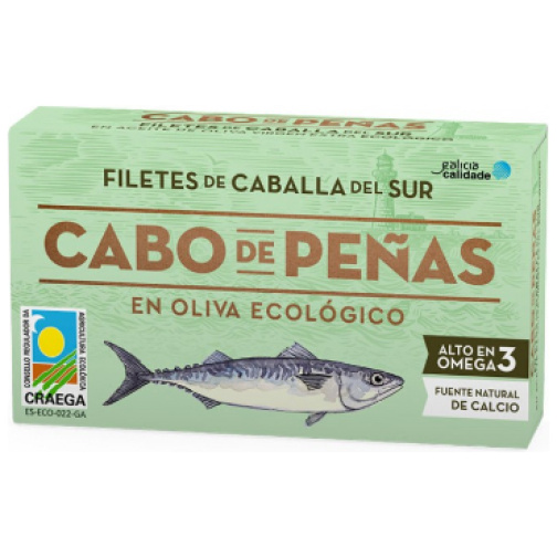 CABO DE PEÑAS-FILETE CABALLA SUR EN ACEITE OLIVA BIO 85g (CABO PEÑAS)