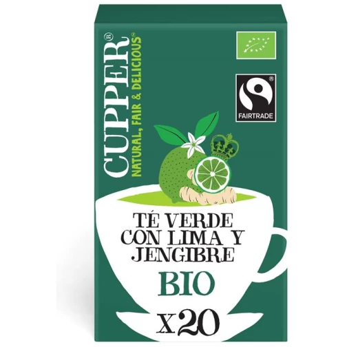 CUPPER-TE VERDE LIMA JENGIBRE BIO 20 FILTROS 35G CUPPER