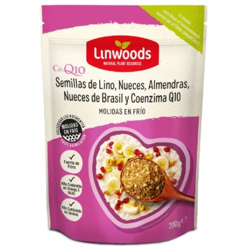 LINWOODS-SEMILLAS LINO ALMENDRAS NUECES N-BRASIL Y Q-10 200GR (LINWOODS)