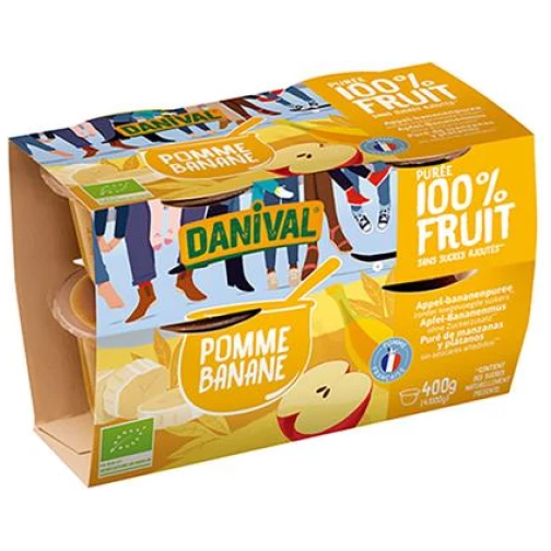 DANIVAL-POSTRE MANZANA – PLATANO BIO 4X100GR (DANIVAL)