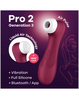 SATISFYER Pro 2 Gen 3 Liquid Air Technology Succión y Vibración App Connect Wine Red – Rojo Vino