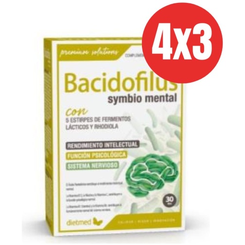 Pack 4x3 BACIDOFILUS symbio mental 30cap. - Dietmed (copia)