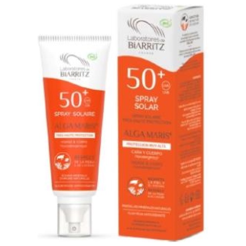 Alga Maris - Lab. Biarritz- SPRAY SOLAR cara y cuerpo SPF50+ 100ml.