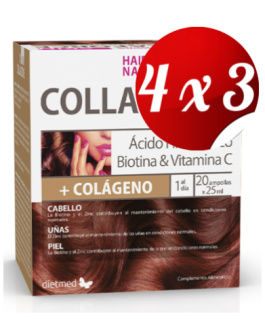 Pack 4×3 uds Collaforce Skin Hair&Nails 20X25Ml Ampollas De Dietmed